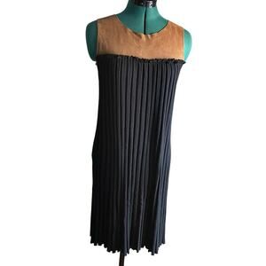 SI-IAE Leather/Silk/Cashmere Dress A-line Business Casual Minimalist size Medium